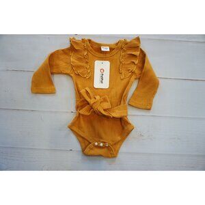 Patpat Baby Mustard Yellow Ribbed Romper - Size 3-6M, NWT